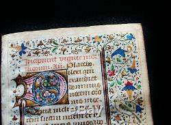 1430 Original Latin Medieval Illuminated Manuscript on Vellum rare Book of Hours