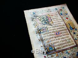 1430 Original Medieval Miniated Manuscript on Vellum, rare Latin Book of Hours