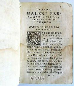 1550 CLAUDIUS GALEN MEDICAL antique 16th century PULSE DIAGNOSIS TREATISE RARE