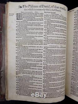 1589 Elizabethan Genevabreeches Antique Rare Fine Leather Family Holy Bible Vg