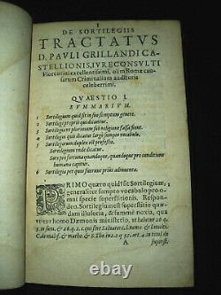 1592 De Sortilegiis & De Lamiis Grillandus Witchcraft Extremely Rare