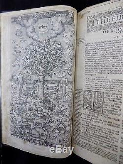1595 Elizabethan Geneva Bible Folio Antique Breeches Rare Fine Leather Complete