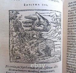 1600 EMBLEMATA by Andreas Alciatus antique ILLUSTRATED EMBLEM BOOK rare