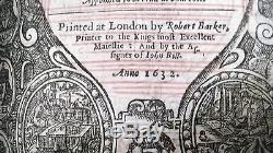 1632 Rare Complete Antique King James Holy Bible Ruled-in-red +map Prize Binding