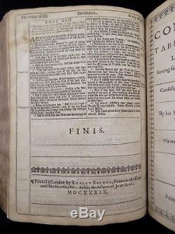 1639 King James Bible, Antique Leather Binding, Rare 6 Title Pages, Map, Complete