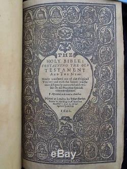 1642 King James Holy Bible Rare Antique CIVIL War Leather Binding Vgc, Complete