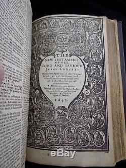1642 King James Holy Bible Rare Antique CIVIL War Leather Binding Vgc, Complete