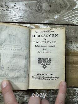 1654 Antique Vellum Poetry Book Q. Horatius Flaccus Lierzangen En Dichtkunst