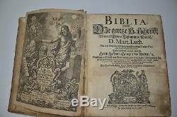 1664 Bible Martin Luther German Engravings Nice cover Extremely rare antique