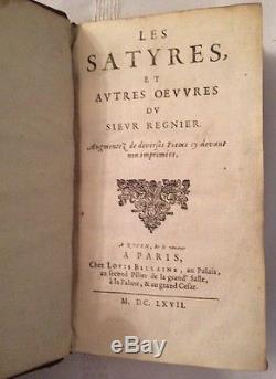 1667 Satires and other Works of Sieur Mathurin RégnierAntique/Rare French Book
