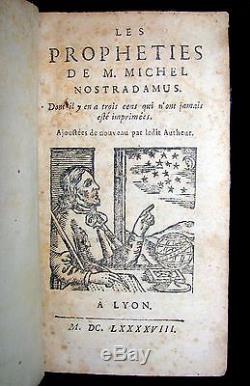 1698 Antique French Book NOSTRADAMUS Propheties RARE Lyon Michel de Nostredame
