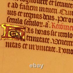 16th-cent Latin decorated medieval manuscript GOLD caps Book of hours psalm RARE