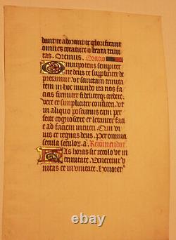 16th-cent Latin decorated medieval manuscript GOLD caps Book of hours psalm RARE