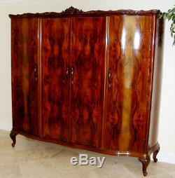 1700s-1800s Italian Book-matched Walnut, Antique Armoire Cabinet 7' RARE