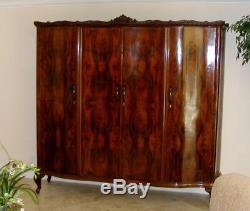 1700s-1800s Italian Book-matched Walnut, Antique Armoire Cabinet 7' RARE