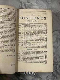1762 Antique Leather Math Book Introduction to the Mathematicks Rare