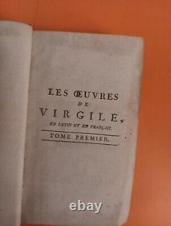 1787 ANTIQUE, VIRGIL TOME PREMIER BOOK, VIRGIL WORK, HC, LEATHER COVER, Very Rare