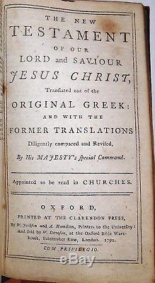 1790 RARE OXFORD STANDARD KING JAMES LEATHER POCKET BIBLE Antique Miniature 1769