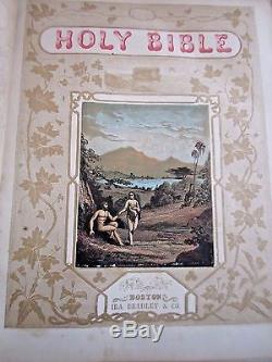 1800's The Holy Bible. Ira Bradley, illustrated, family, rare, American antique