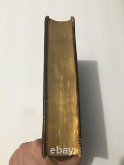 1800s Poetical Works Lord Byron Ornate Leather Antique Book Gold Gilt Old RARE