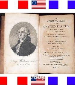1811 ANTIQUE RARE GETTYSBURG PA CONSTITUTIONS OF THE U. S. 4th of July Civil War