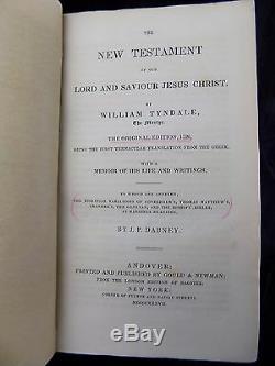 1837 / 1526 TYNDALE NEW TESTAMENT 1st Ed, ANTIQUE RARE LEATHER HOLY BIBLE VGC+