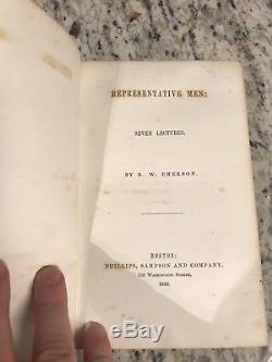 1850 Antique Ralph Waldo Emerson FIRST EDITION book Representative Men RARE