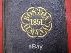 1851 BOSTON ALMANAC Fold Out Map MINIATURE Rare ANTIQUE Calendar VTG Journal