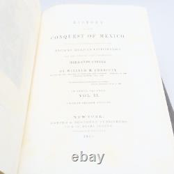 1855 Prescott's Works Conquest Of Mexico Set Of 3 Vols Hc/gc Rare Antique Books