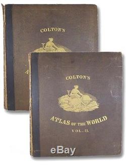 1856 First Edition Colton World Atlas Folio Hand Colored Map Antique 1st Ed Rare