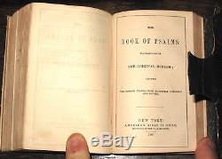 1866 HOLY BIBLE Leather POCKET American ANTIQUE Family CIVIL WAR Haversack RARE