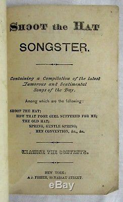 1873 SHOOT THE HAT SONGSTER Irish Music ANTIQUE CHAPBOOK Hand Colored Cover RARE