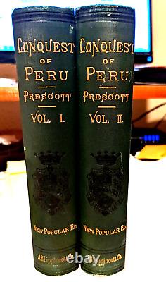 1874, CONQUEST OF PERU, 1st Lippincott Edition, Antique book set 2-vol, VG+ RARE