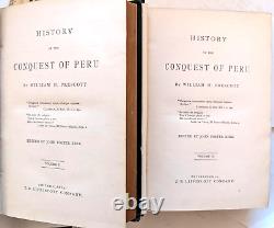 1874, CONQUEST OF PERU, 1st Lippincott Edition, Antique book set 2-vol, VG+ RARE