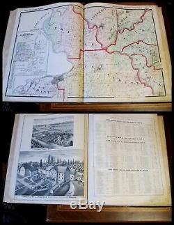 1878 OREGON HISTORICAL ATLAS MAP Marion & Linn Counties Folio Color Antique Rare