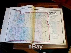 1878 OREGON HISTORICAL ATLAS MAP Marion & Linn Counties Folio Color Antique Rare