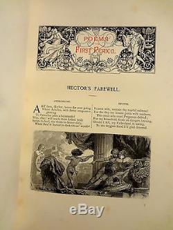 1883 Rare Works Schiller 4 vol set Poems Dramas Leather Antique Book Illustrated