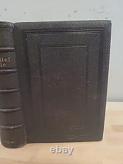 1885 PARALLEL BIBLE oxford REVISED and AUTHORIZED VERSIONS leather ANTIQUE rare