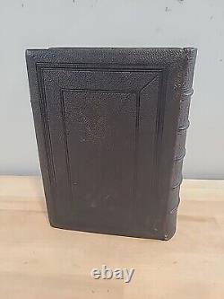 1885 PARALLEL BIBLE oxford REVISED and AUTHORIZED VERSIONS leather ANTIQUE rare