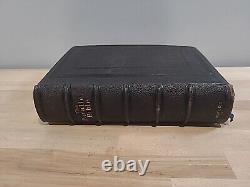 1885 PARALLEL BIBLE oxford REVISED and AUTHORIZED VERSIONS leather ANTIQUE rare