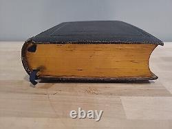 1885 PARALLEL BIBLE oxford REVISED and AUTHORIZED VERSIONS leather ANTIQUE rare