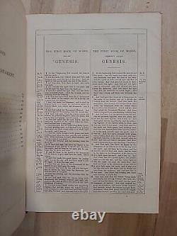 1885 PARALLEL BIBLE oxford REVISED and AUTHORIZED VERSIONS leather ANTIQUE rare