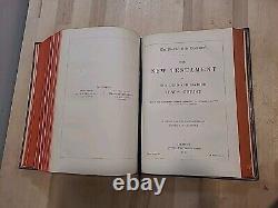 1885 PARALLEL BIBLE oxford REVISED and AUTHORIZED VERSIONS leather ANTIQUE rare