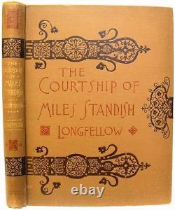 1888 COURTSHIP MILES Longfellow VICTORIAN Fine Binding RARE Antique Book POEMS