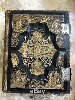 1890 Rare HTF Antique Finnish Vintage Bible Biblia Illustrations Gustave Dore