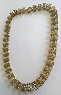 1890's Rare Antique Victorian Gold 12k Tri Gold Book Chain Necklace M8