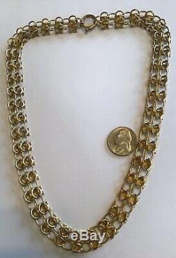 1890's Rare Antique Victorian Gold 12k Tri Gold Book Chain Necklace M8