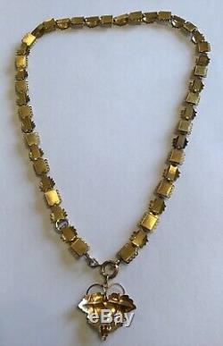 1890's Rare Antique Victorian Gold 12k Tri Gold Book Chain Pendant Necklace M9