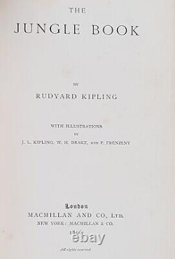 1894 THE JUNGLE BOOK Antique FIRST EDITION early printing RUDYARD KIPLING Disney