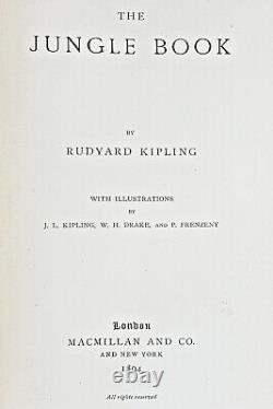 1894 uk edition THE FIRST JUNGLE BOOK Antique RARE Rudyard KIPLING Disney MOWGLI